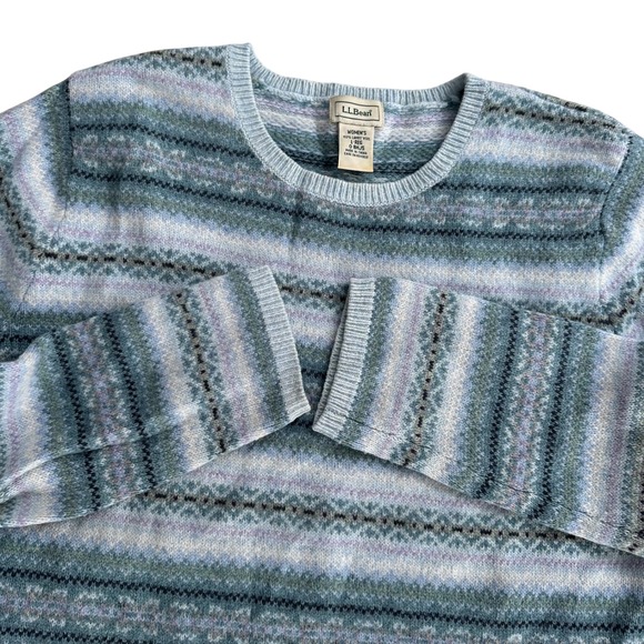 LLBean Sweaters - LLBean Vintage Womens Wool Fair Isle Sweater Pullover Blue Green Size Large